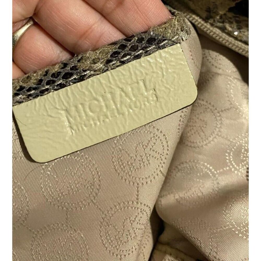 Michael Kors Brown Python Snakeskin Leather Shoulder Bag Chain Strap Embossed - Picture 4 of 9